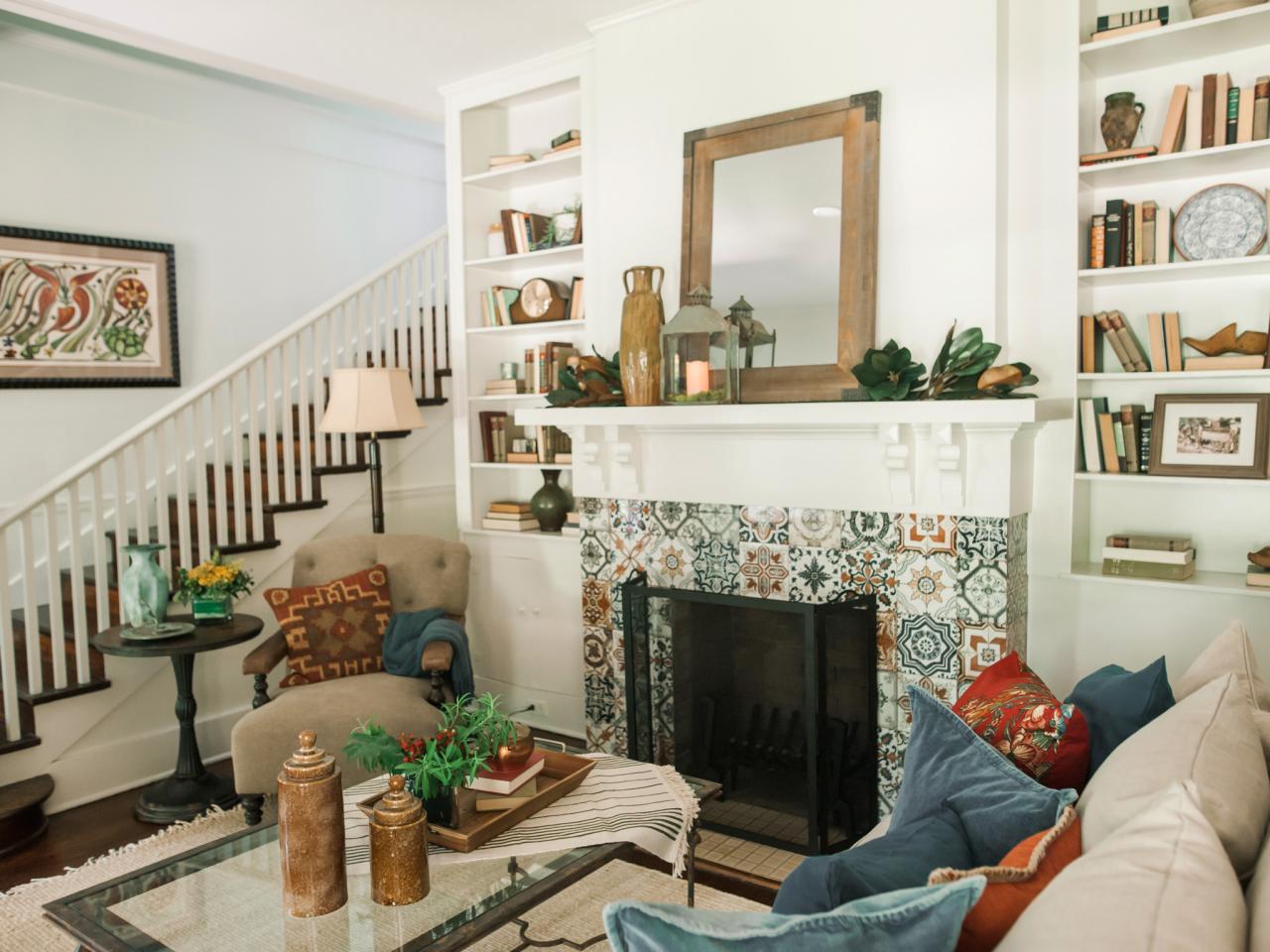 Homey Style Cohesive natural elements give this living room a down-to-earth charm.