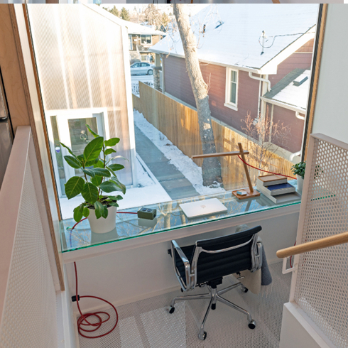 Small-Space Study A shot of an airy office