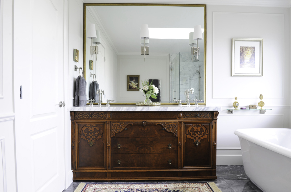 Add an Antique Vanity This stunning vanity recalls old-world grandeur in a digital age