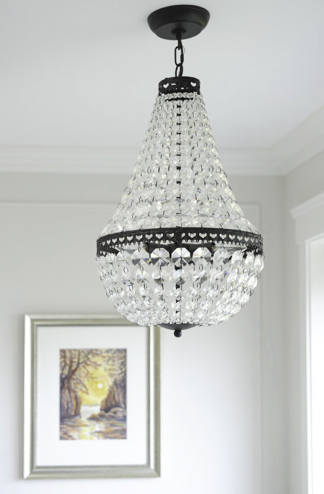 Hang a Chandelier A sparkly chandelier hung in an ensuite bathroom.