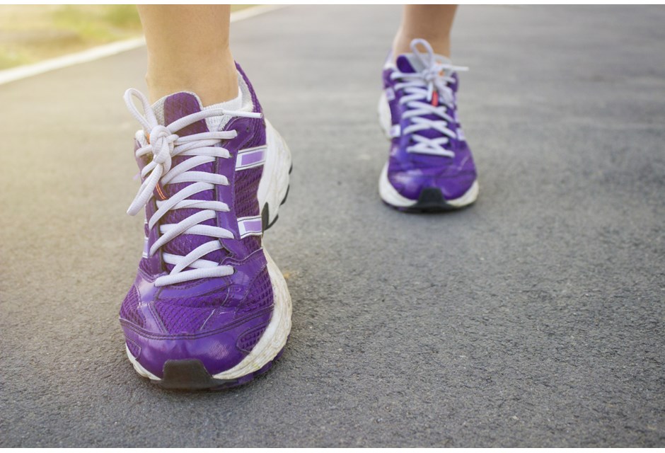 Don’t: Running Shoes person running in running shoes on pavement
