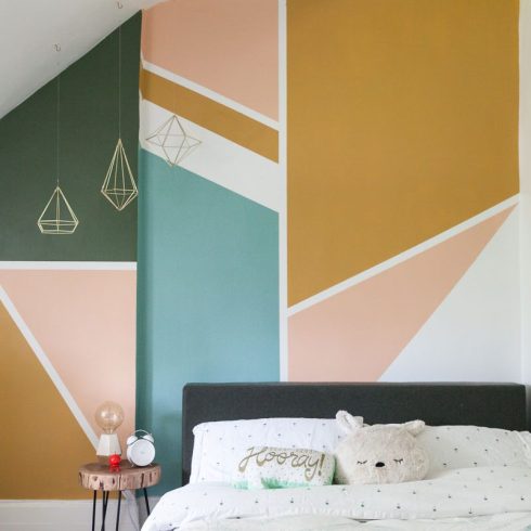 Accent Walls A bold accent wall in a basement bedroom