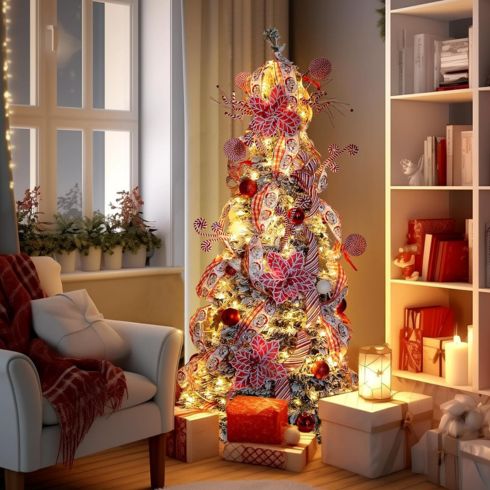 Candy Cane Christmas Tree Candy cane Christmas tree in living room