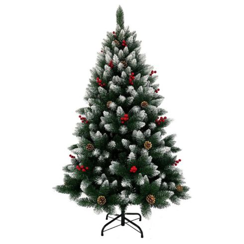 Cottage Country Christmas Tree Berries and pine cones on Christmas tree