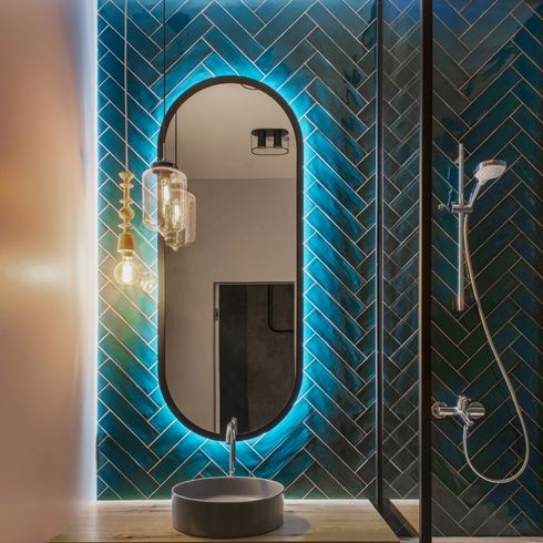 Sensorial Design Ambient lighting in a modern bathroom - future home trends