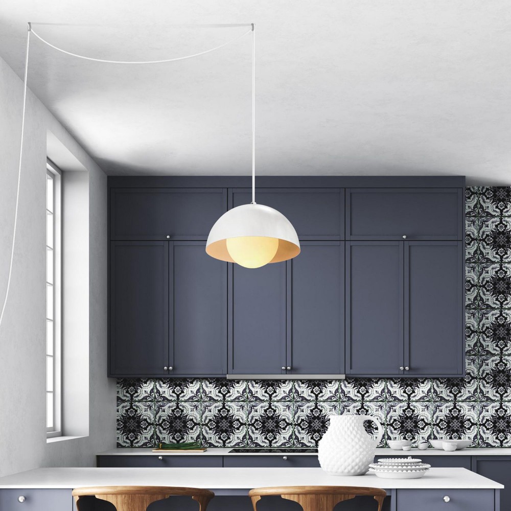 Eat a Meal Under the Amelia Plug In Pendant Modern white sphere pendant light