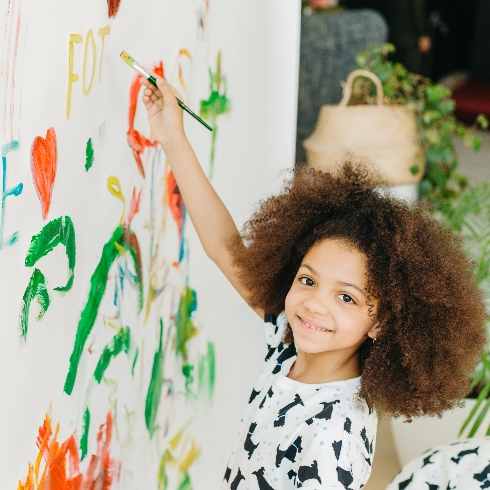 Walls A child painting on a wall