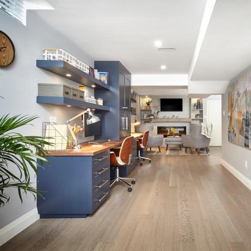 Basement Renovations A basement apartment with blue counters