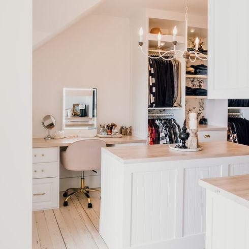 Closet Caper Walk-in closet with desk