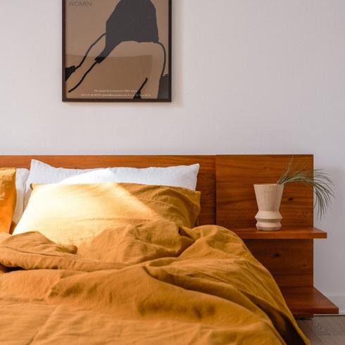Maison Tess Terracotta orange sheets.