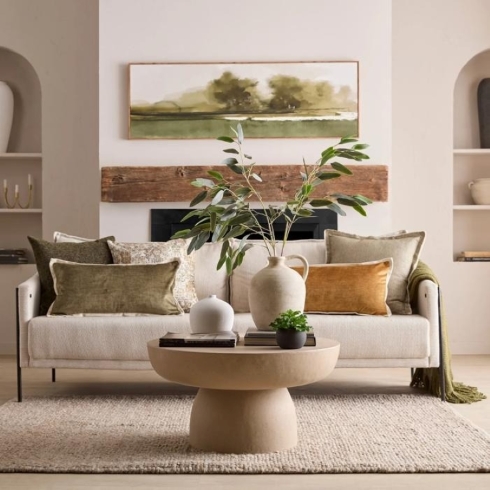 Concrete Effect Coffee Table A stone-hued concrete effect round coffee table.