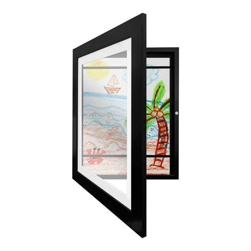 Masterpiece of the Moment A black framed display with kids artwork