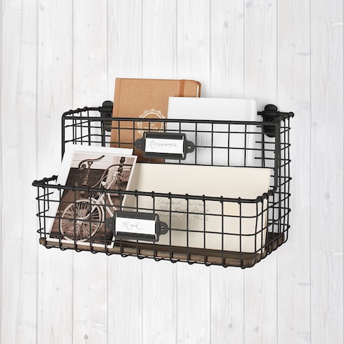 Places for All Your Papers Mail and papers in a sleek black wire organizer.