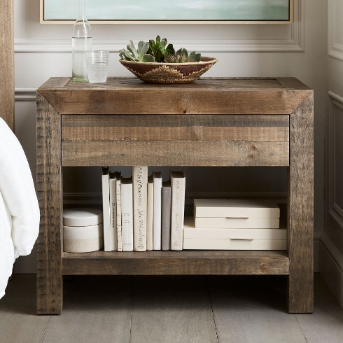 Vintage or Distressed Furniture A distressed wood bedroom side table