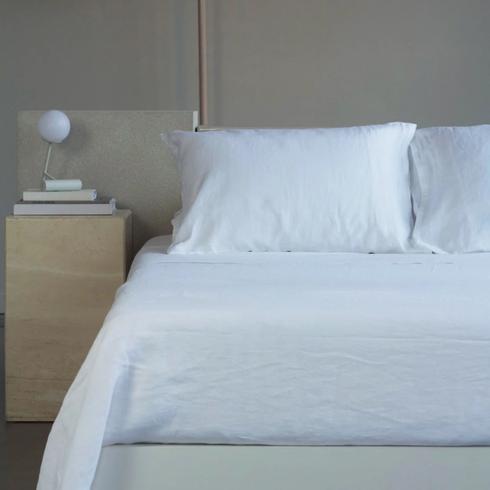 Flax White bedsheets in a modern bedroom.