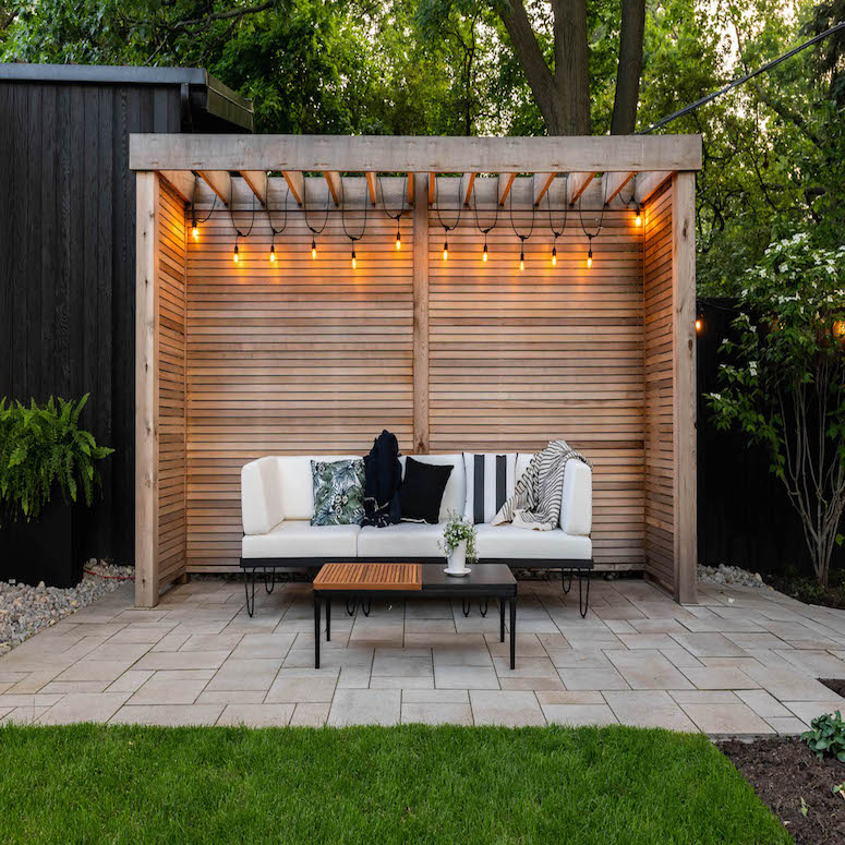 Take Cover Gazebo with outdoor sofa in backyard