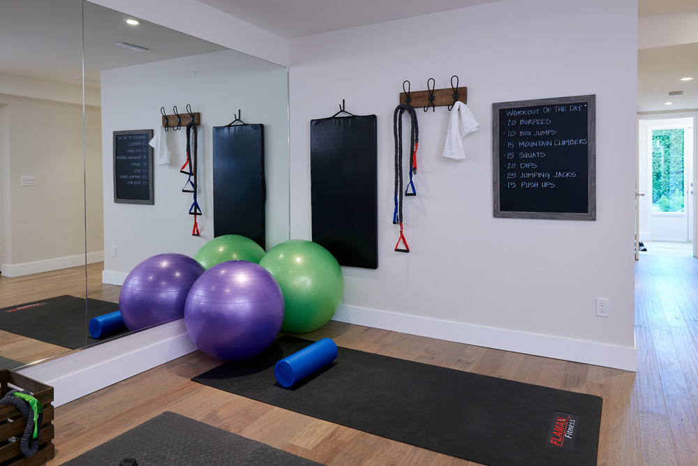 Pops of Colour Home gym and yoga setup