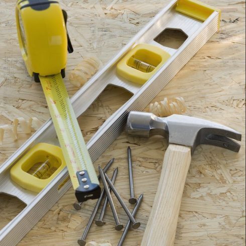 Step Two: Get Equipped hammer, level, measuring tape and nails