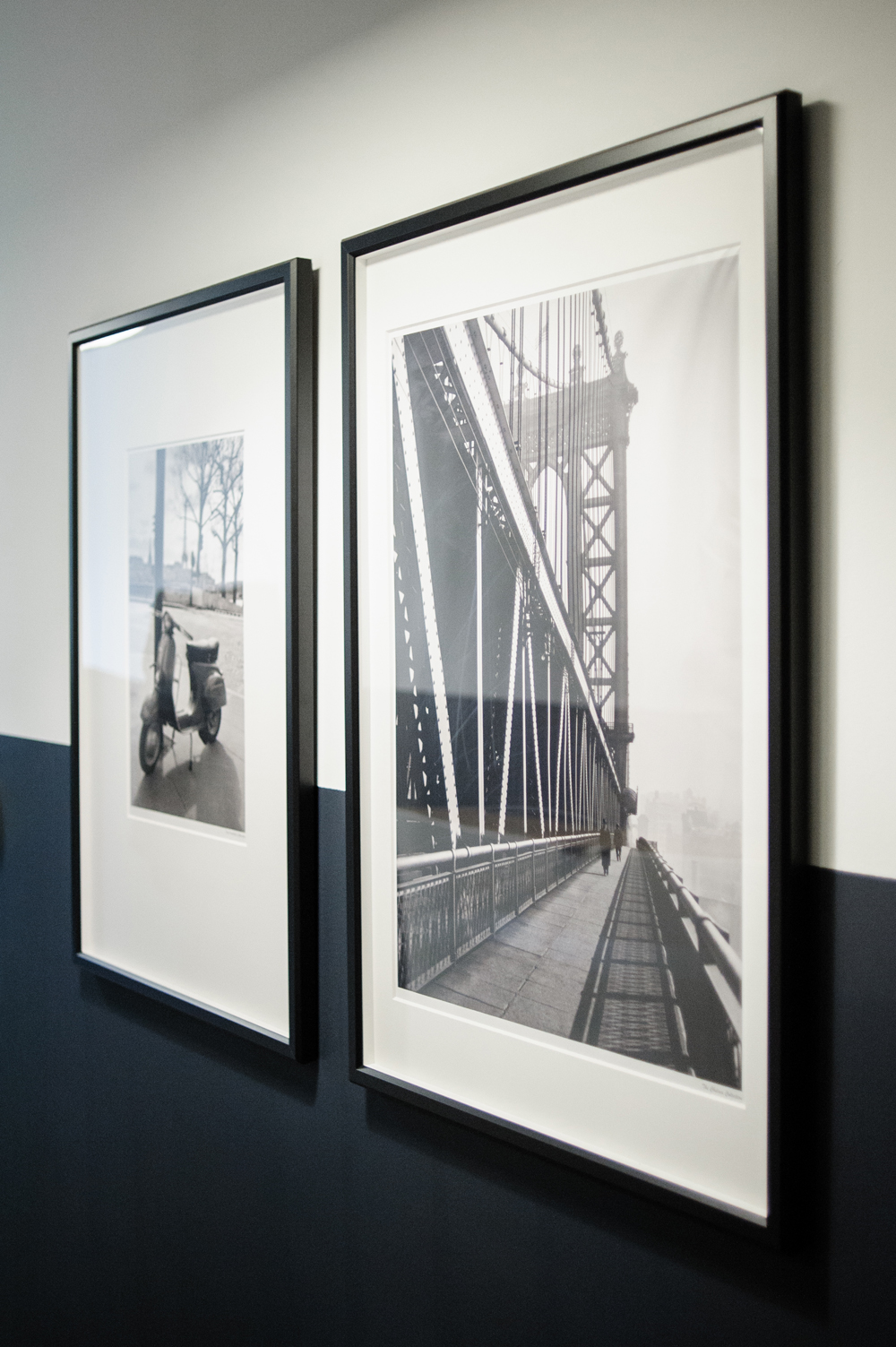 Ground Breaking Prints Black and white photography hung in the hallway