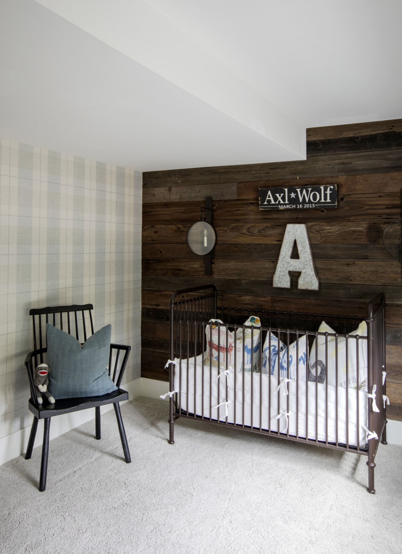 Room to Grow crib room with axl and wolf sign
