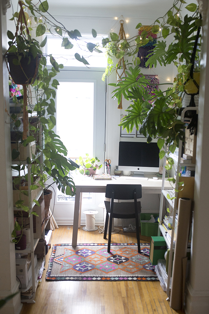 Keep Plants Up High With Plant Shelves Cozy home office with plants on opposite walls