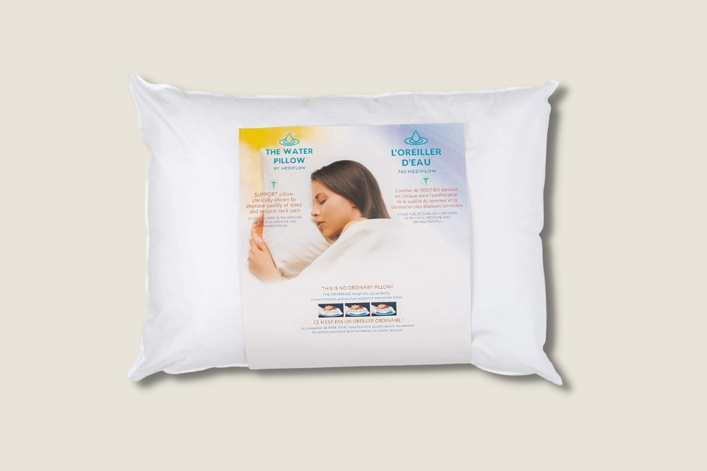 The Best Pillow for Neck Pain, According to a Chiropractor Mediflow pillow in a light beige background.