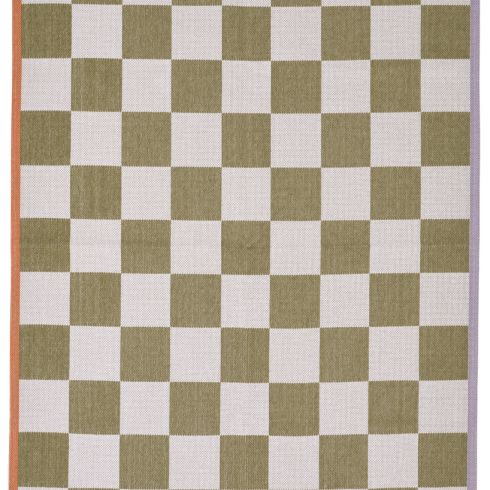 Square Affair Checkered green and white rug