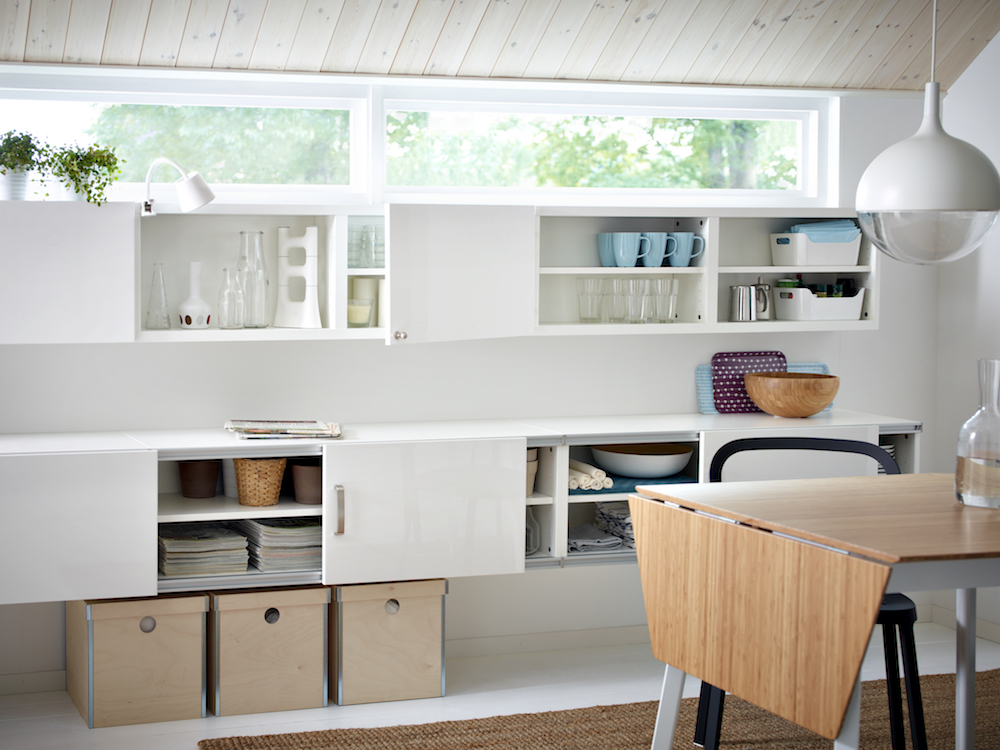 Tucked Away Room with dining table from IKEA that can be folded to save space