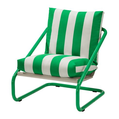 Go Green Green and white striped patio chair