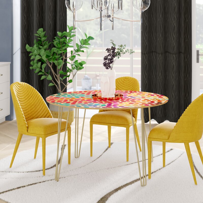 Sunny Days Colourful table with yellow chairs in dining room