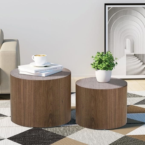 Modern Mid-Century Nesting Coffee Tables Nesting coffee tables in wood style.