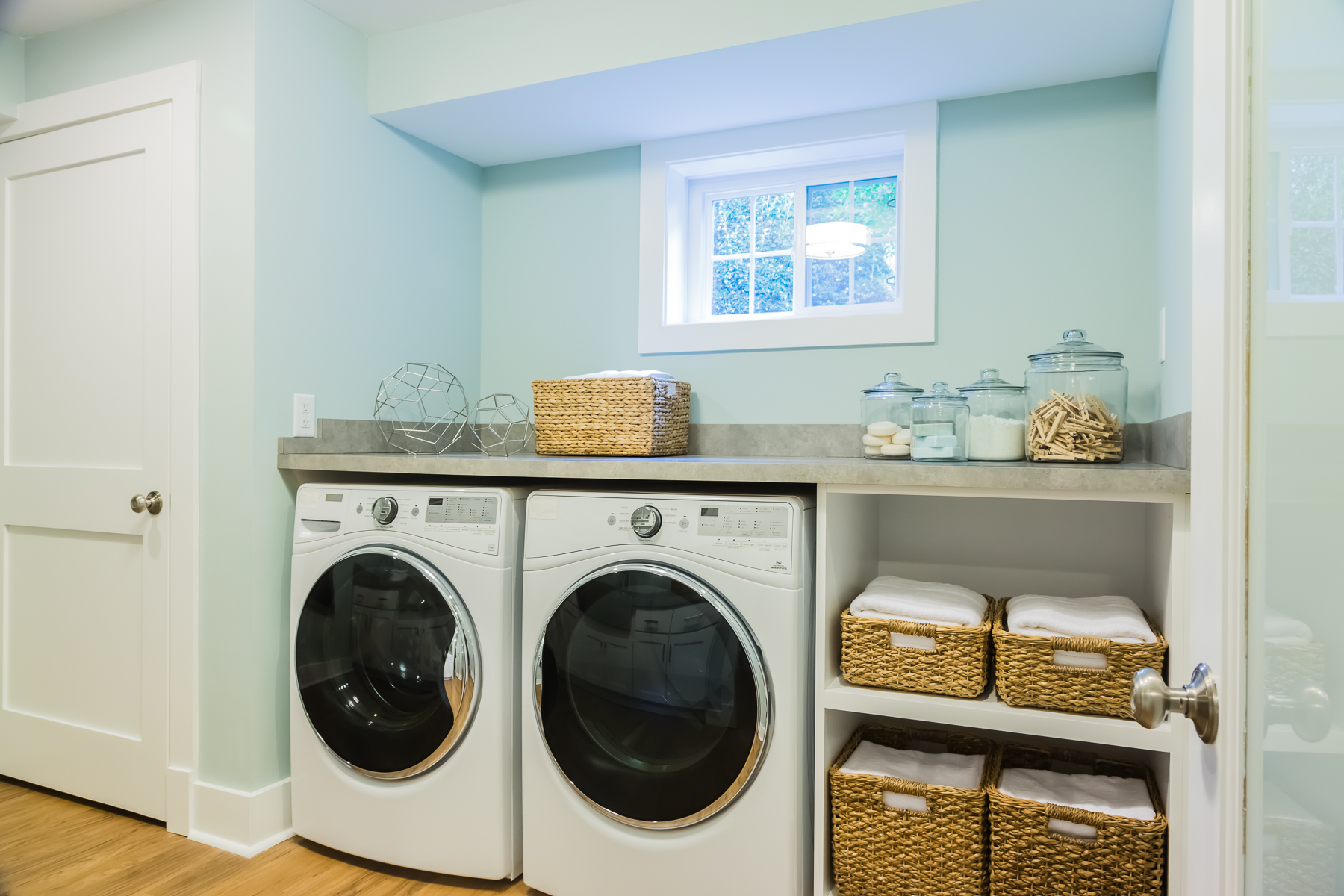 Basement Beauty Basement laundry room design idea.