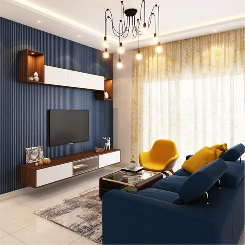 Ornate Lighting Living room with modern light fixture