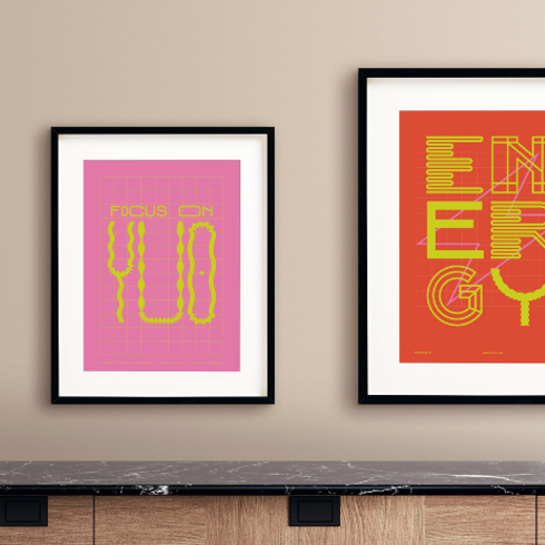 Terrific Typography Framed typography prints in bold colours