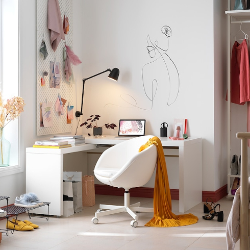 Bedroom Workspace A white combination desk in a teen bedroom