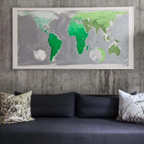 Choose Monochrome A monochrome basement living room with a pop of colour in the art work over the couch
