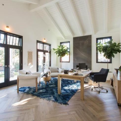 New Flooring to Beef Up Your Home’s Value Light wood herringbone floors in big home office