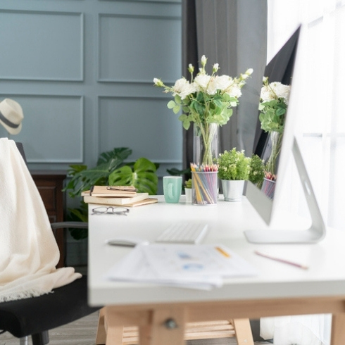 Separate Your Home Office From Your Personal Life Home furniture setting corner for working at home casual furniture desk near window with white curtain