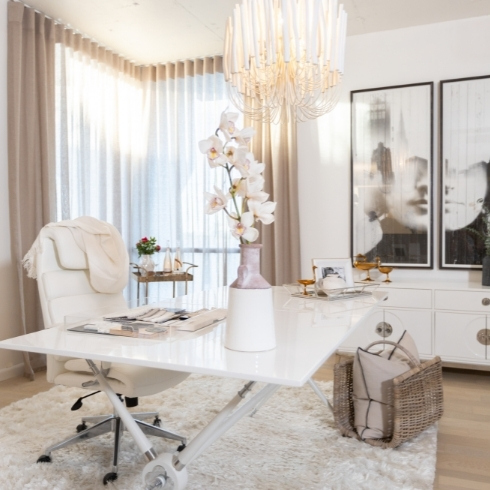 Separate Your Home Office From Your Personal Life White home office with white desk chair and a white desk