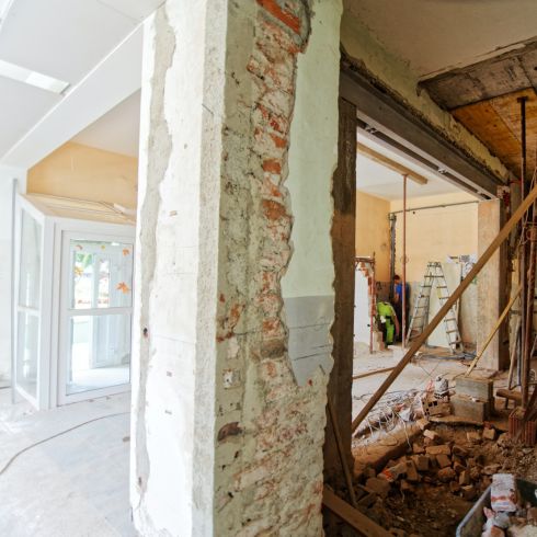 Previous Renovations Old home being renovated and gutted with brick wall