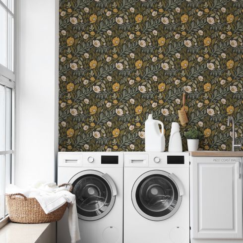 Laundry Love Peel and stick wallpaper in laundry room
