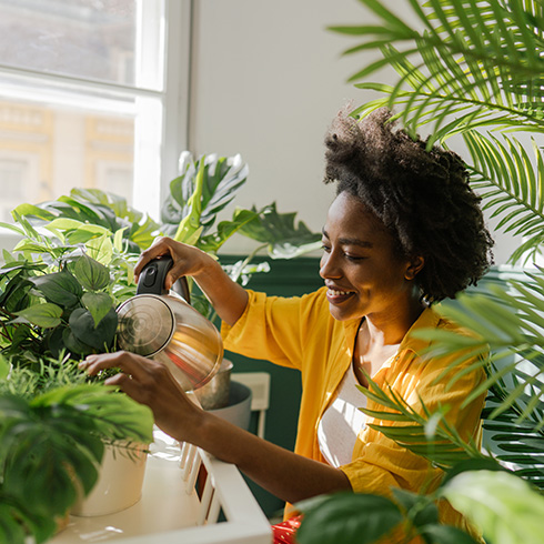Plants person surrounded by plants