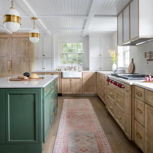 Renovate Your Kitchen for Major ROI Kitchen with green island and light wood cabinetry