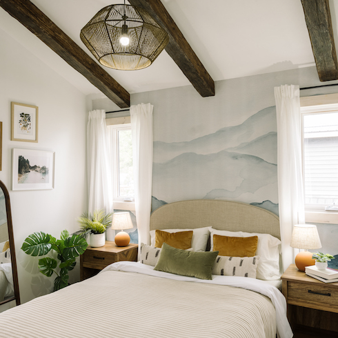 Sweet Dreams Guest bedroom with faux beams
