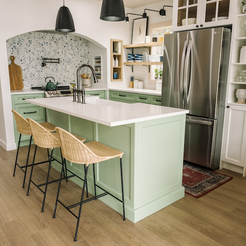 Minty Perfection Mint green kitchen with island
