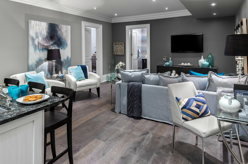 Heated Floors A beautiful basement finish, with contemporary furniture and design.