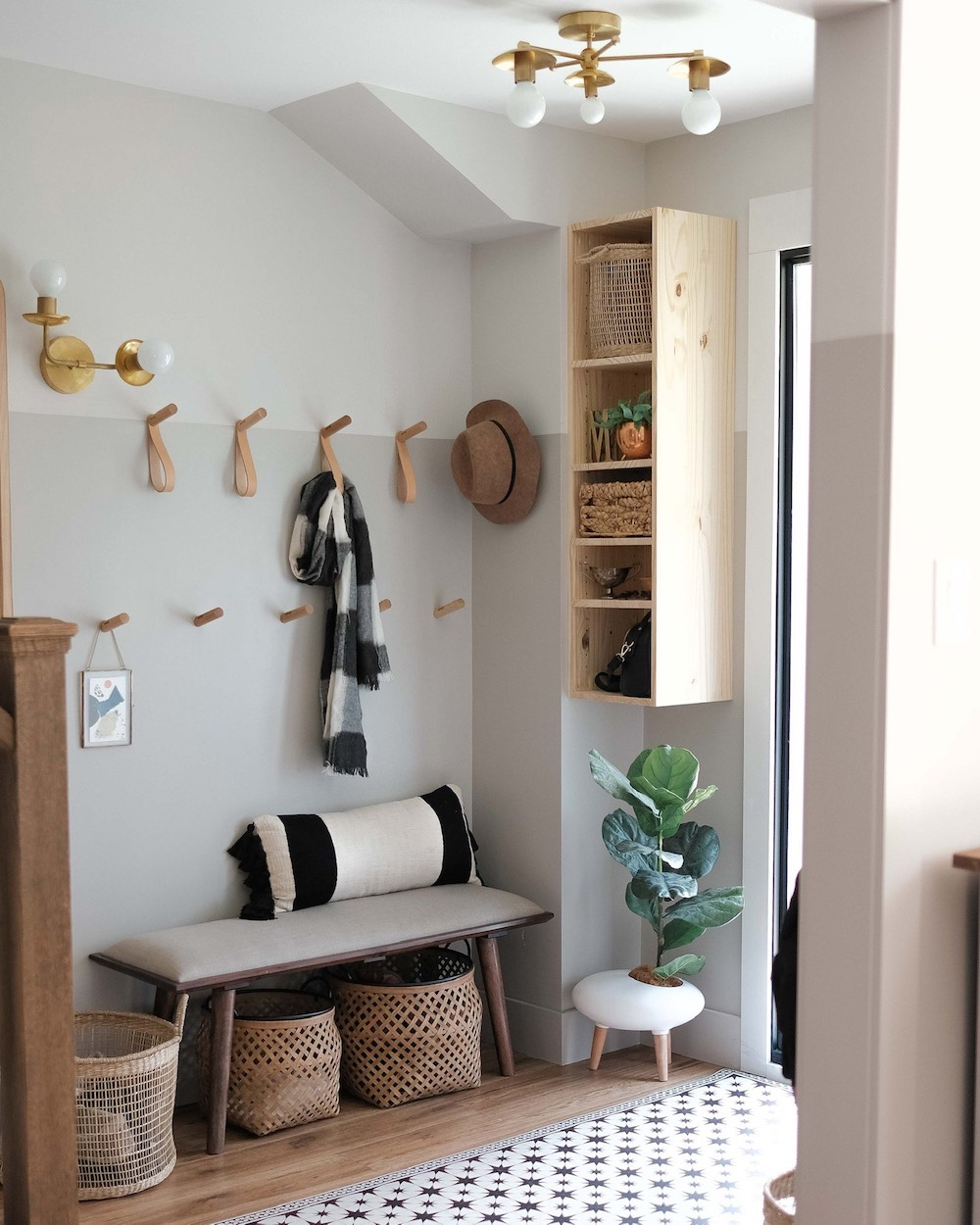 Choose Mounted Storage Small foyer with a bench and hooks