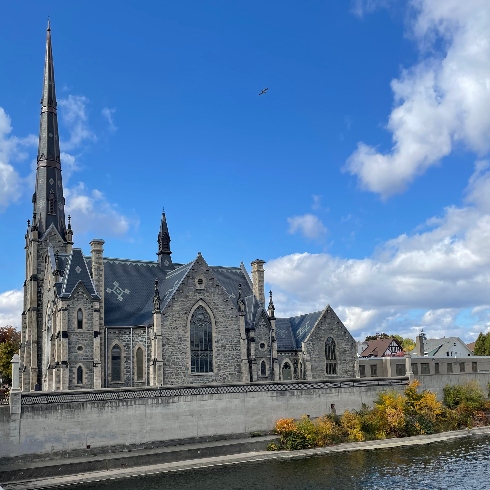 Cambridge, Ontario The Central Presbyterian Church on the Grand River in Cambridge, Ontario, Canada