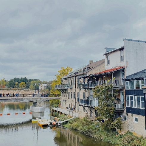Elora and Fergus, Ontario Limestone buildings along the Grand River in Elora, Ontario.