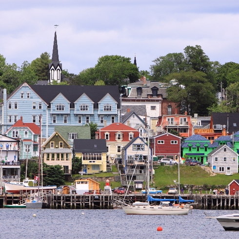 Lunenburg, Nova Scotia Colourful seaside houses along the waterfront in Lunenburg, Nova Scotia.